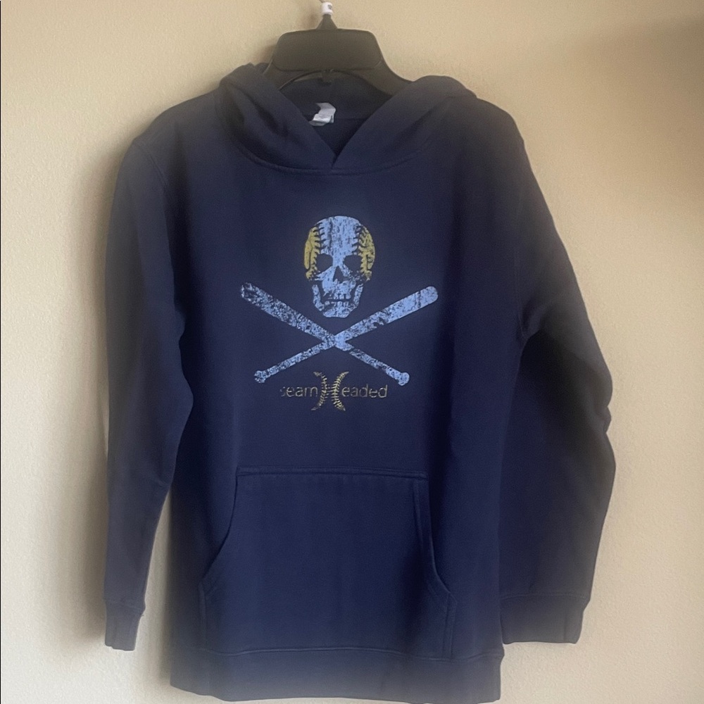 Navy Blue Graphic Hoodie baseball logo boys youth large